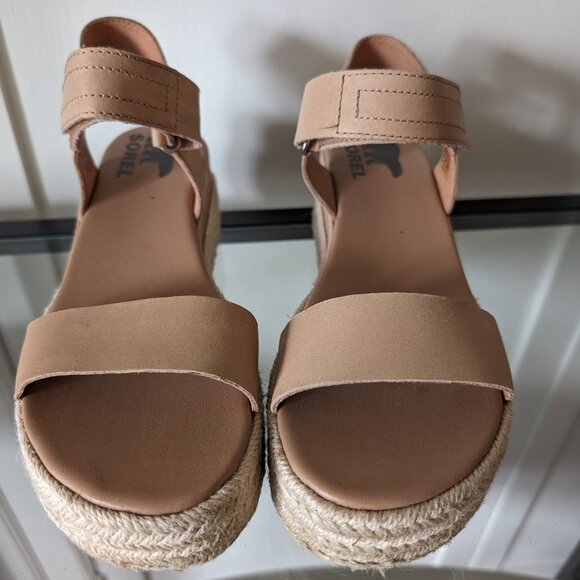 SOREL CAMERON FLATFORM WEDGE SANDAL HONEST BEIGE - Size 6 - Picture 4 of 9